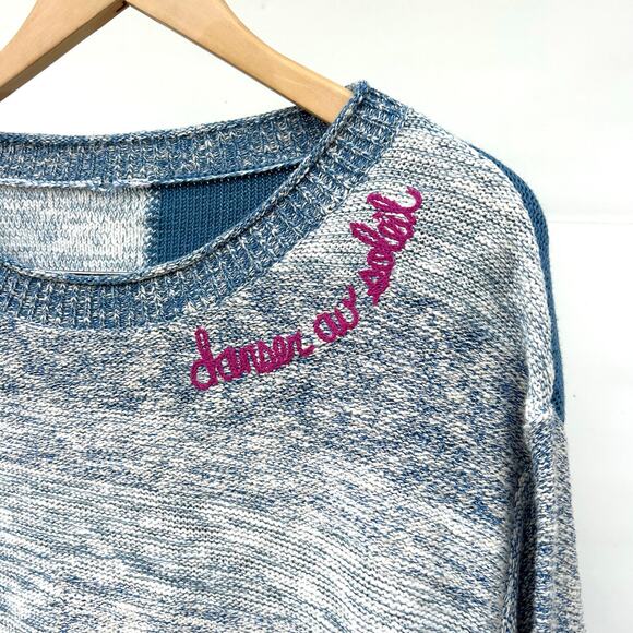 Sundance Danser au Soleil Knit Sweater Blue Pullover Cotton Jumper Medium - Picture 3 of 10